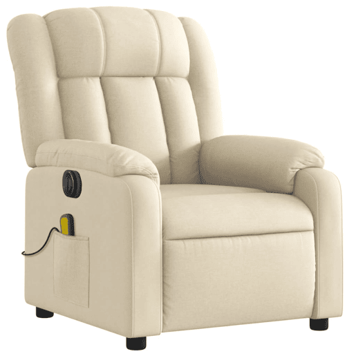 Poltrona elétrica elevatória massagens - Poltrona relax tecido creme Poltrona elétrica elevatória massagens - Poltrona relax tecido creme