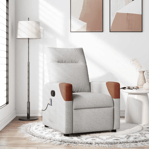 Cadeira de massagem reclinável - Poltrona relax tecido cinzento
