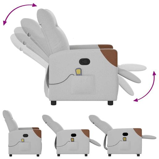 Cadeira de massagem reclinável - Poltrona relax tecido cinzento