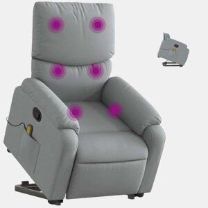 Poltrona reclinável massagens - Poltrona relax tecido cinzento-claro