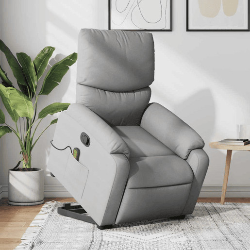 Poltrona reclinável massagens - Poltrona relax tecido cinzento-claro