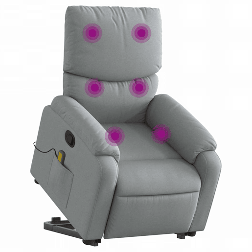 Poltrona reclinável massagens - Poltrona relax tecido cinzento-claro