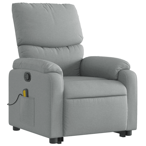 Poltrona reclinável massagens - Poltrona relax tecido cinzento-claro
