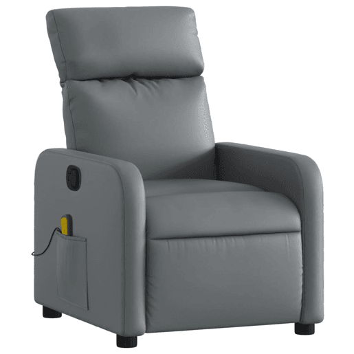 Poltrona de massagens reclinável - Poltrona relax couro artificial cinzento