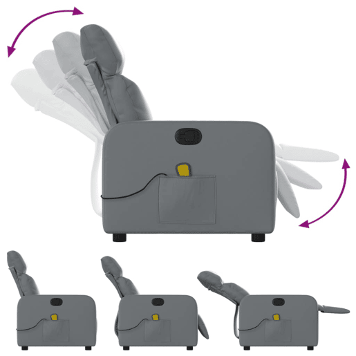Poltrona de massagens reclinável - Poltrona relax couro artificial cinzento
