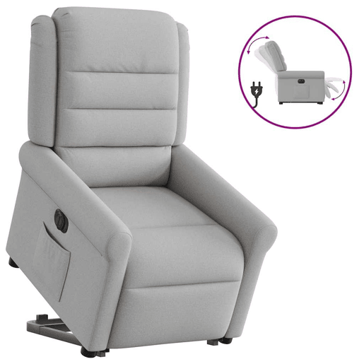 Poltrona reclinável - Poltrona relax elétrica tecido cinzento-nublado