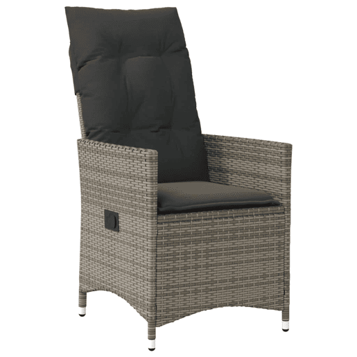3 pcs conjunto bistrô - cadeiras de jardim - Cadeiras de exterior com almofadões vime PE cinza