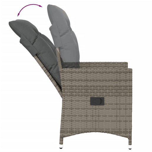 3 pcs conjunto bistrô - cadeiras de jardim - Cadeiras de exterior com almofadões vime PE cinza