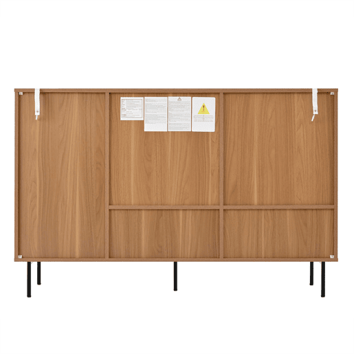 Aparador 140x91x37 cm - 2 portas de correr, 3 gavetas, estilo rústico - Natural