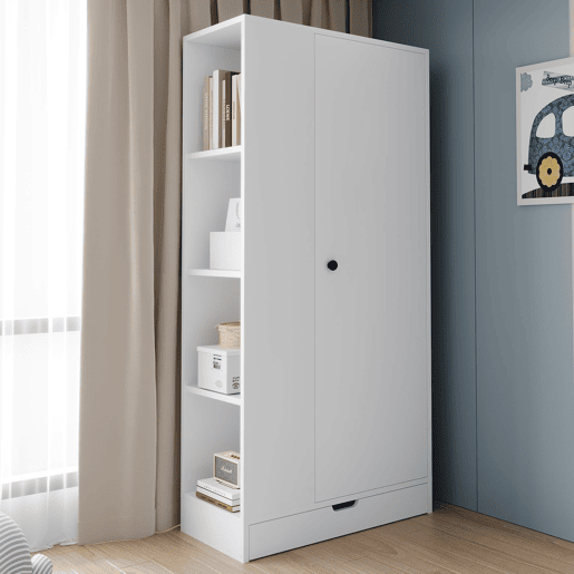Armário roupeiro 70x40x170 cm - 1 porta, prateleiras e gavetas - Branco Armário roupeiro 70x40x170 cm - 1 porta, prateleiras e gavetas - Branco