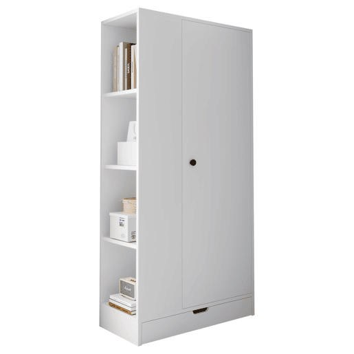 Armário roupeiro 70x40x170 cm - 1 porta, prateleiras e gavetas - Branco Armário roupeiro 70x40x170 cm - 1 porta, prateleiras e gavetas - Branco