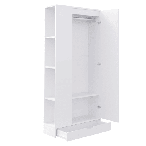 Armário roupeiro 70x40x170 cm - 1 porta, prateleiras e gavetas - Branco Armário roupeiro 70x40x170 cm - 1 porta, prateleiras e gavetas - Branco