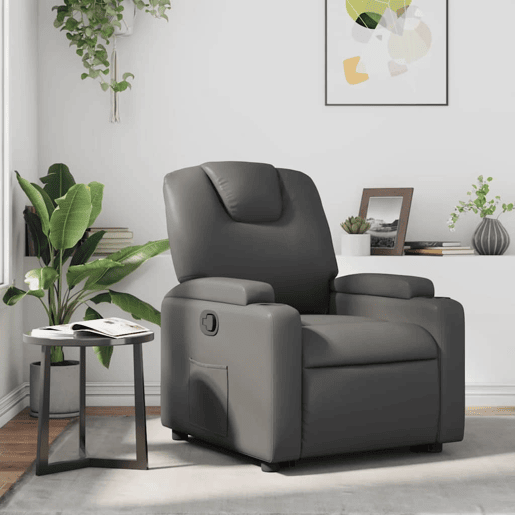 Poltrona reclinável - Poltrona relax couro artificial cinzento Poltrona reclinável - Poltrona relax couro artificial cinzento