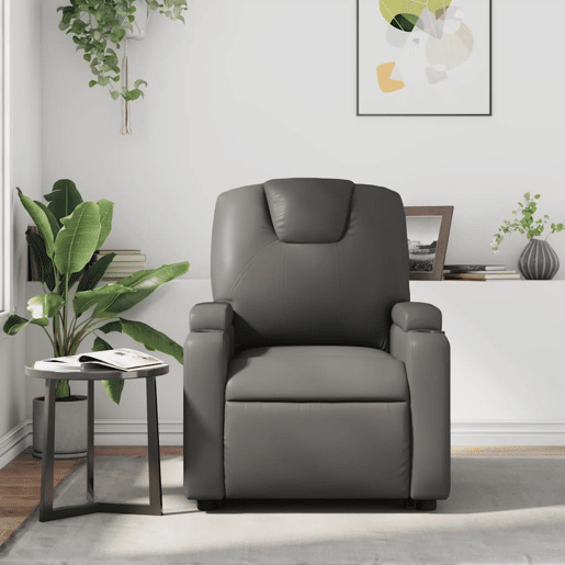 Poltrona reclinável - Poltrona relax couro artificial cinzento Poltrona reclinável - Poltrona relax couro artificial cinzento