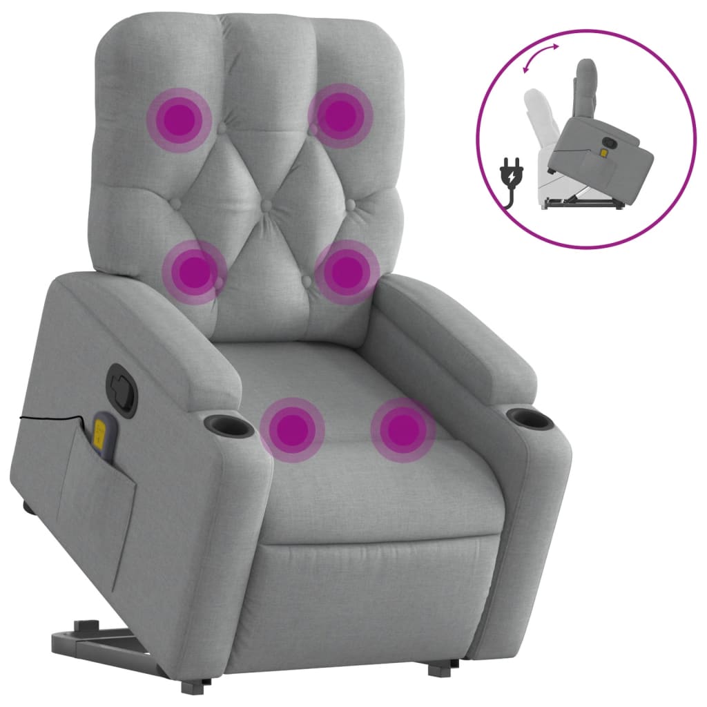 Sillón de masaje reclinable - sillón relax de pie de tela gris claro