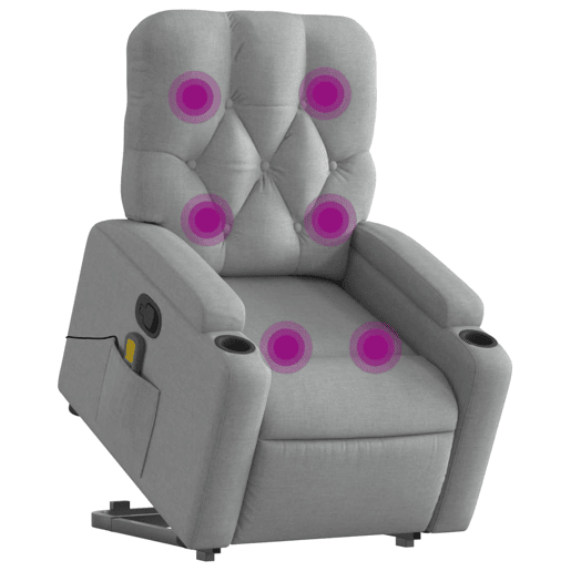Poltrona reclinável massagens - Poltrona relax tecido cinzento-claro