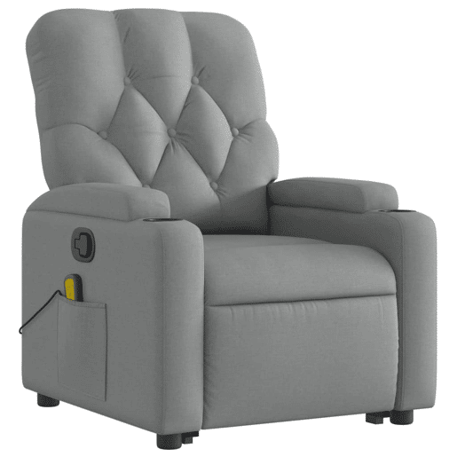 Poltrona reclinável massagens - Poltrona relax tecido cinzento-claro