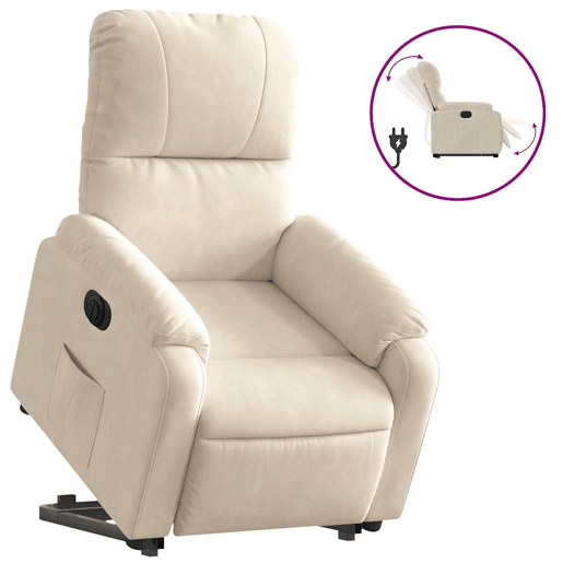 Poltrona reclinável - Poltrona relax elétrica tecido microfibra bege Poltrona reclinável - Poltrona relax elétrica tecido microfibra bege