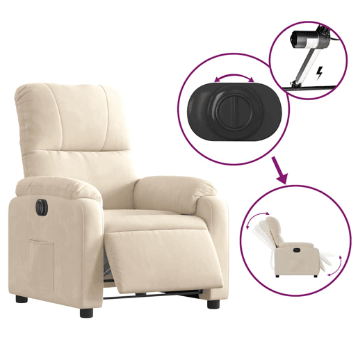 Poltrona reclinável - Poltrona relax elétrica tecido microfibra bege Poltrona reclinável - Poltrona relax elétrica tecido microfibra bege