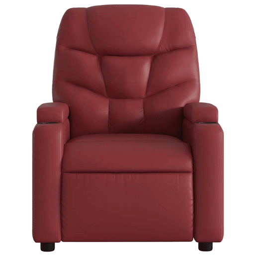 Poltrona reclinável - Poltrona relax couro artificial vermelho tinto