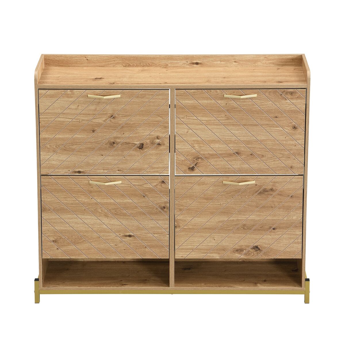 Estante para zapatos moderno 4 puertas - mueble compacto para entrada - estilo madera