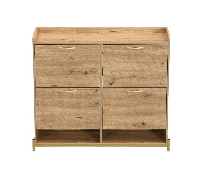 Estante para zapatos moderno 4 puertas - mueble compacto para entrada - estilo madera