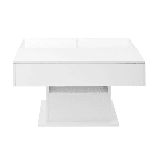 Mesa de centro elevável u2013 com iluminação LED, altura ajustável, design moderno u2013 Branco