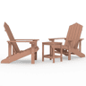 Cadeiras de jardim - Cadeiras de exterior Adirondack com mesa PEAD castanho