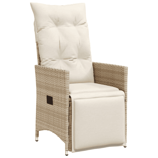 3 pcs conjunto bistrô - cadeiras de jardim - Cadeiras de exterior com almofadões vime PE bege