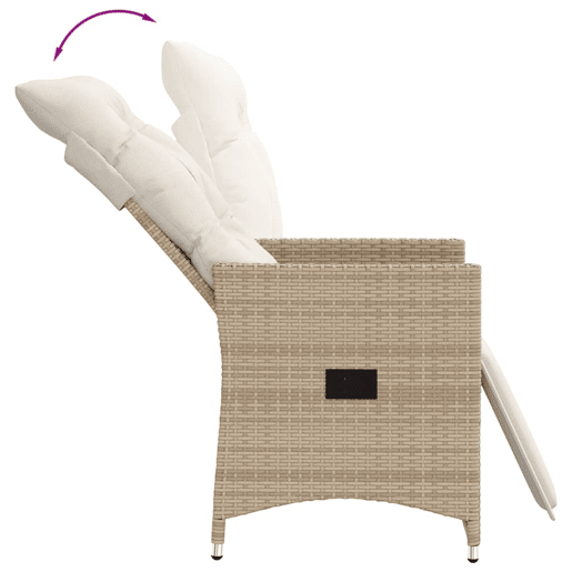 3 pcs conjunto bistrô - cadeiras de jardim - Cadeiras de exterior com almofadões vime PE bege