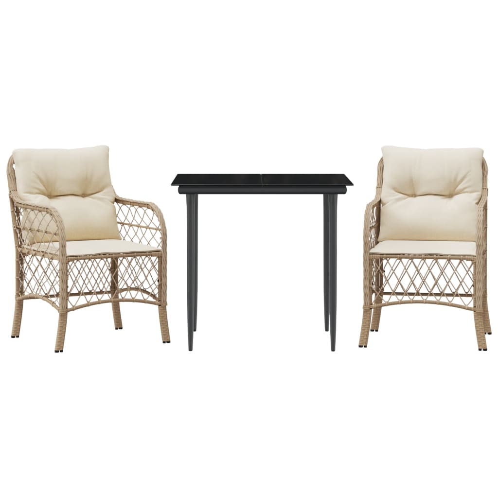 3 uds Sillas de jardín reclinables - Sillas de exterior Beige