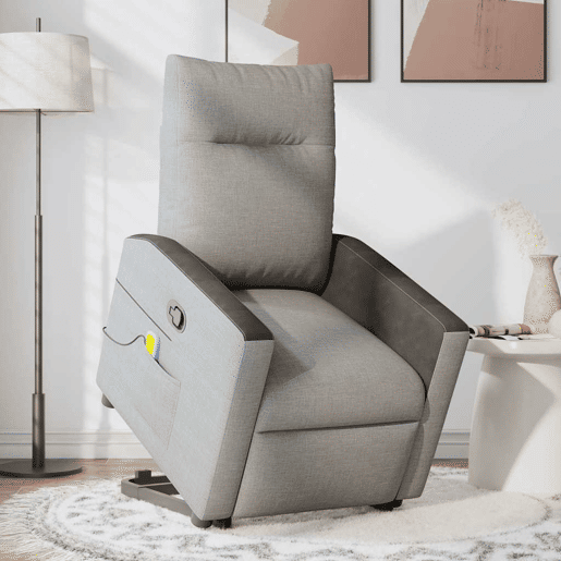 Poltrona elevatória de massagens - Poltrona relax tecido cinzento-nublado