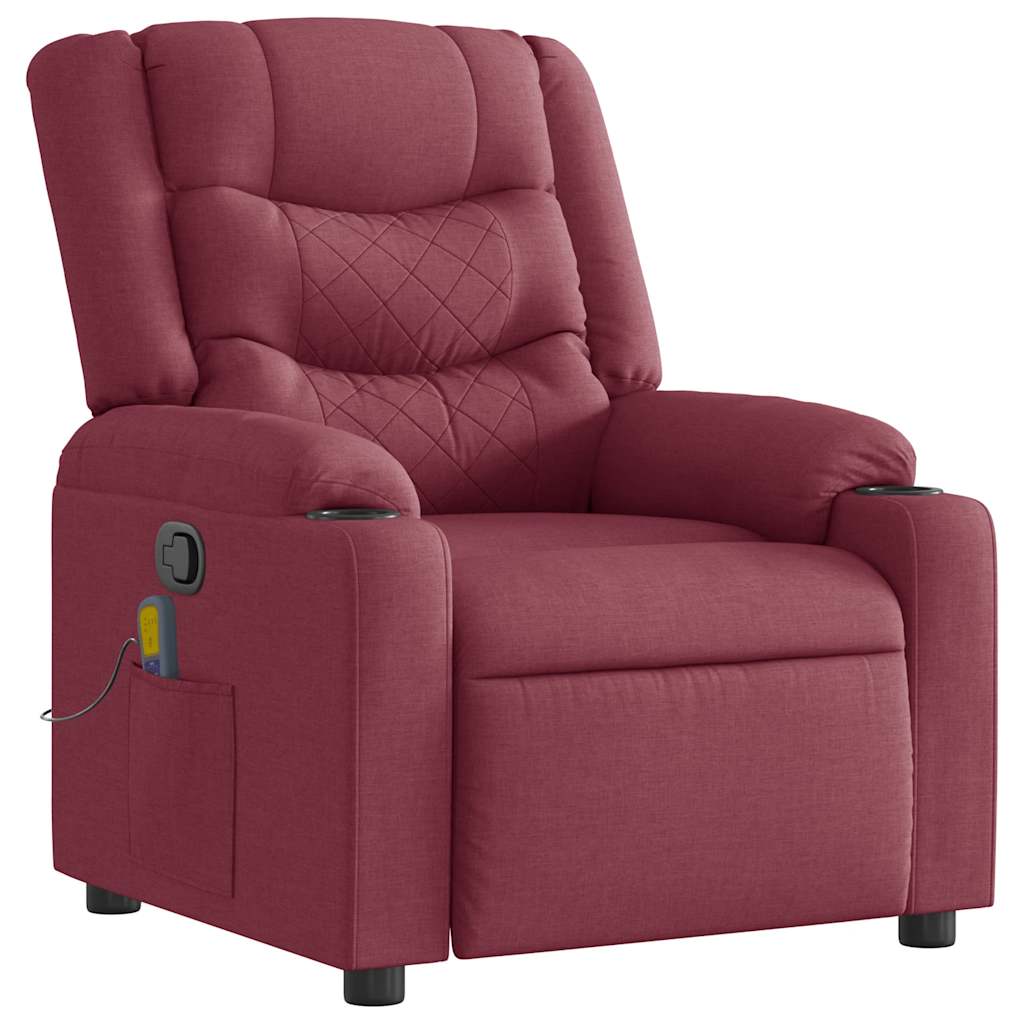 Sillón de masaje reclinable - sillón relax de tela color vino tinto