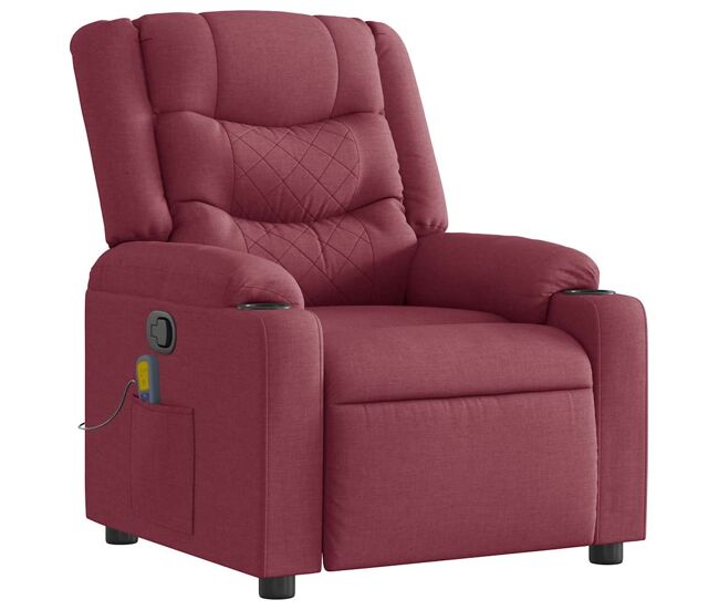 Sillón de masaje reclinable - sillón relax de tela color vino tinto