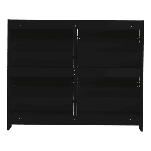 Sapateira moderna 110x90x24 cm - 4 compartimentos, prateleira livre, prateleiras abertas - Preto