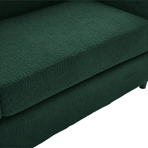 Sofá Chenille 2 lugares - USB-C, LED, porta-copos, bolsos - Esmeralda