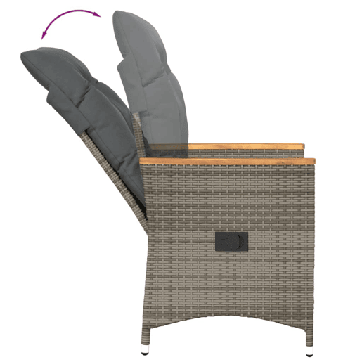 3 pcs conjunto bistrô - cadeiras de jardim - Cadeiras de exterior com almofadões vime PE cinza