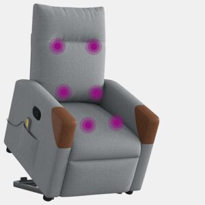Poltrona reclinável massagens - Poltrona relax tecido cinzento-claro