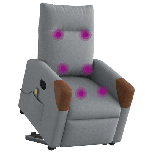Poltrona reclinável massagens - Poltrona relax tecido cinzento-claro Poltrona reclinável massagens - Poltrona relax tecido cinzento-claro
