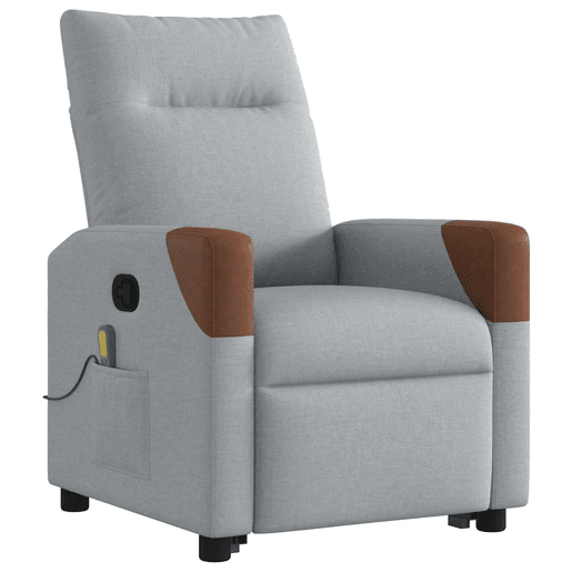 Poltrona reclinável massagens - Poltrona relax tecido cinzento-claro Poltrona reclinável massagens - Poltrona relax tecido cinzento-claro