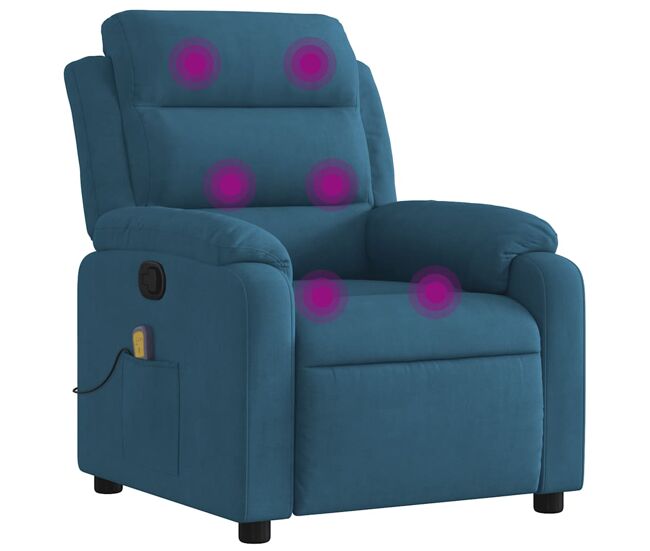 Sillón de masaje reclinable - sillón relax de terciopelo azul