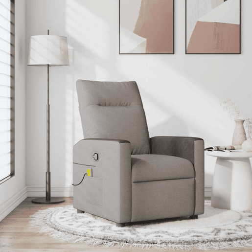 Poltrona de massagens reclinável - Poltrona relax tecido cinzento-acastanhado