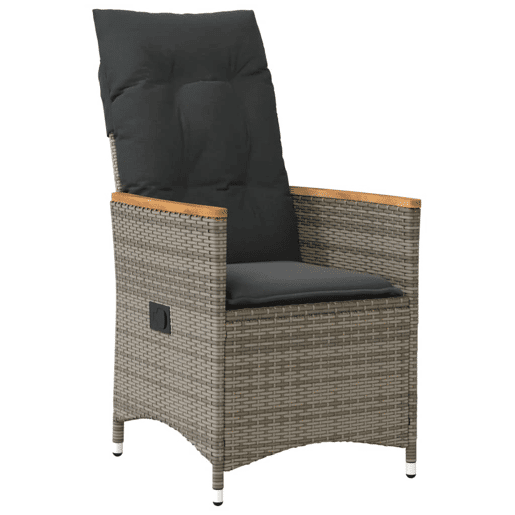 3 pcs conjunto bistrô - cadeiras de jardim - Cadeiras de exterior com almofadões vime PE cinza 3 pcs conjunto bistrô - cadeiras de jardim - Cadeiras de exterior com almofadões vime PE cinza
