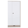 Armário roupeiro 70x40x170 cm - 1 porta com prateleiras e gavetas - Natural+Branco