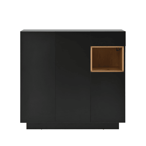 Sapateira 105x39,5x100,5 cm - 1 gaveta, prateleiras ajustáveis - Preto e Natural