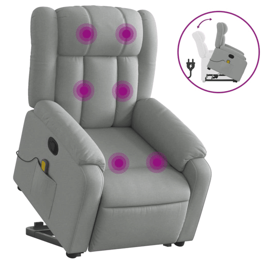 Poltrona reclinável massagens - Poltrona relax tecido cinzento-claro