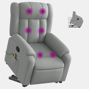 Poltrona reclinável massagens - Poltrona relax tecido cinzento-claro