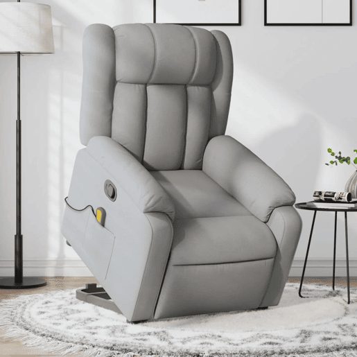 Poltrona reclinável massagens - Poltrona relax tecido cinzento-claro