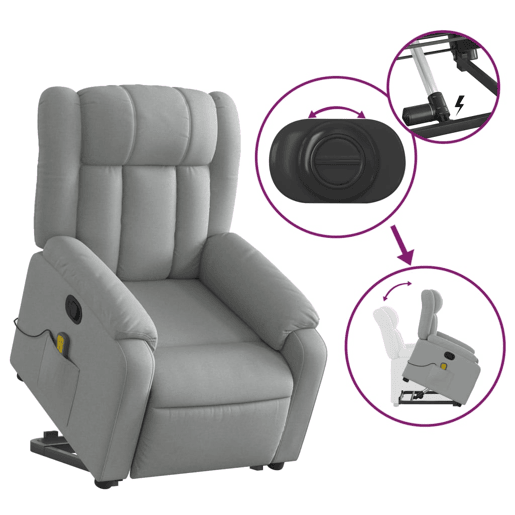 Poltrona reclinável massagens - Poltrona relax tecido cinzento-claro