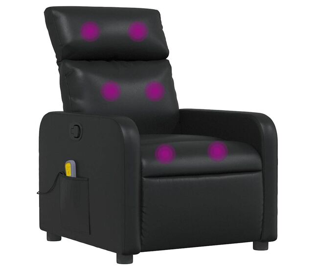 Sillón de masaje reclinable - sillón relax cuero sintético negro